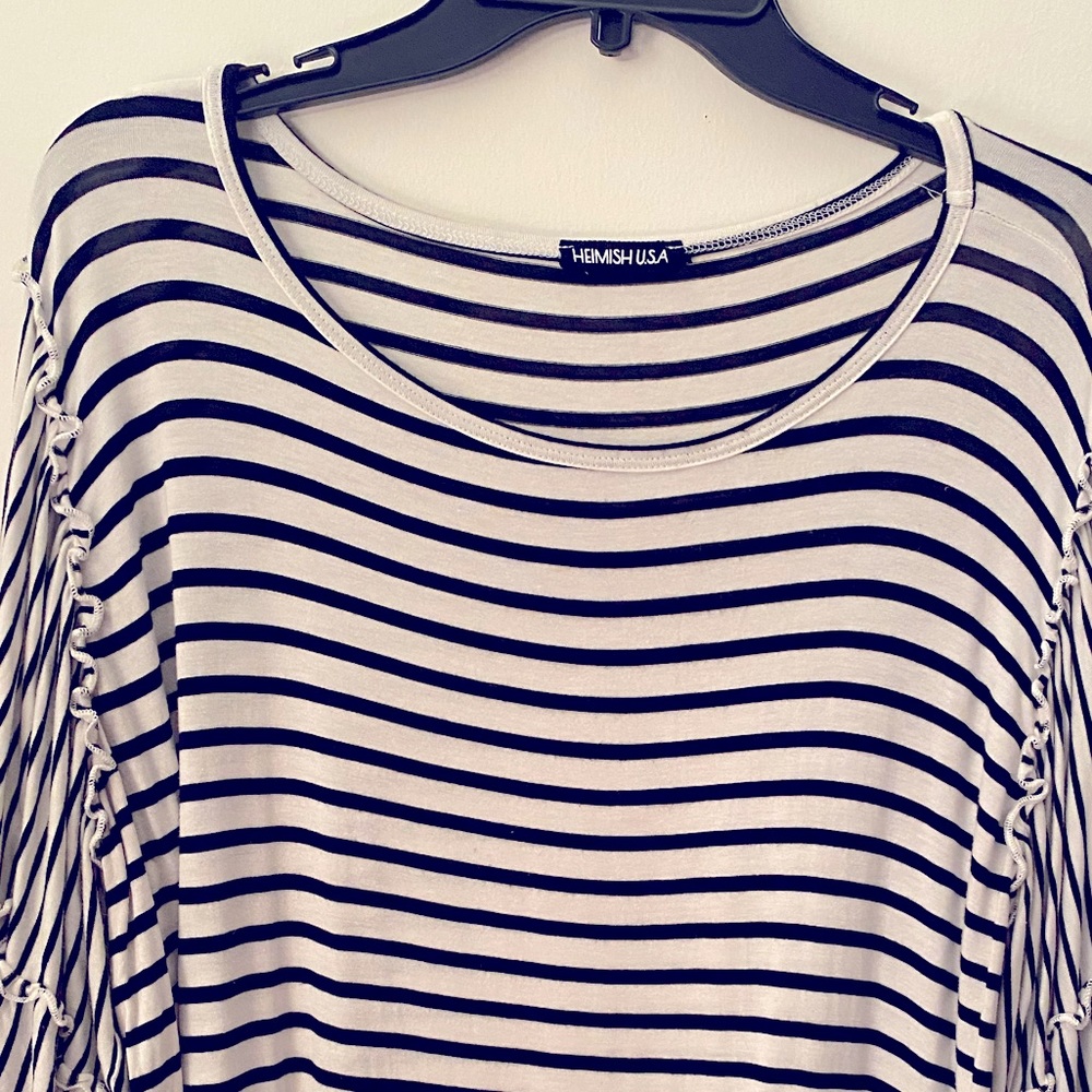 Women’s Knit Striped top with bell swoop sleeves